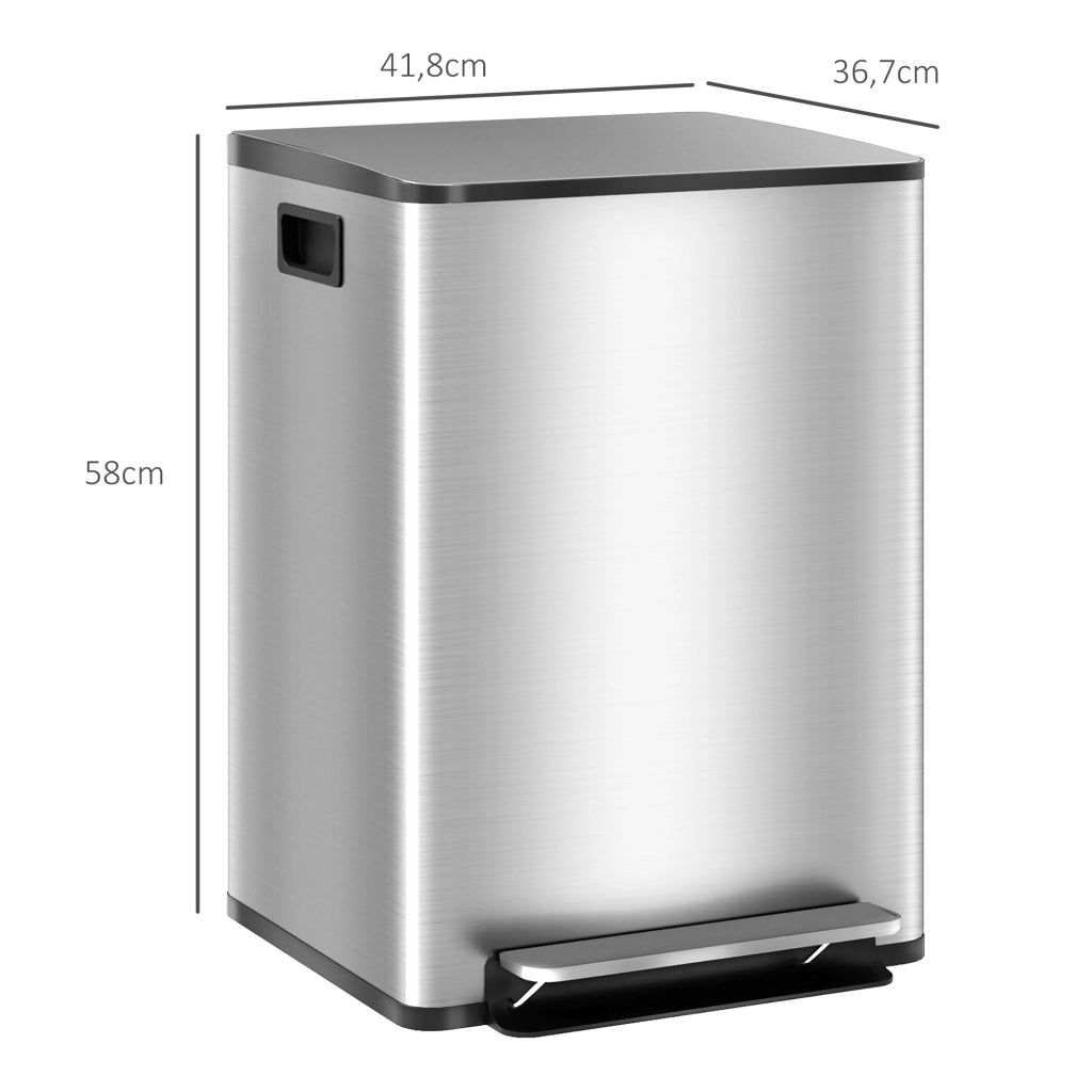 Pattumiera a pedale 2 scomparti ¨C Xylo ¨C 2x20L acciaio inox chiusura soft
