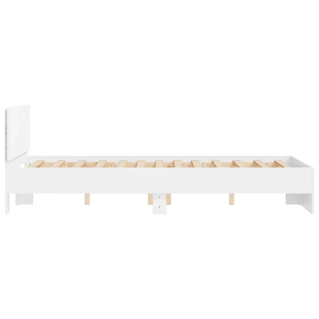 Letto matrimoniale | Letto per adulti | Giroletto con Testiera e LED Bianco 120x200 cm