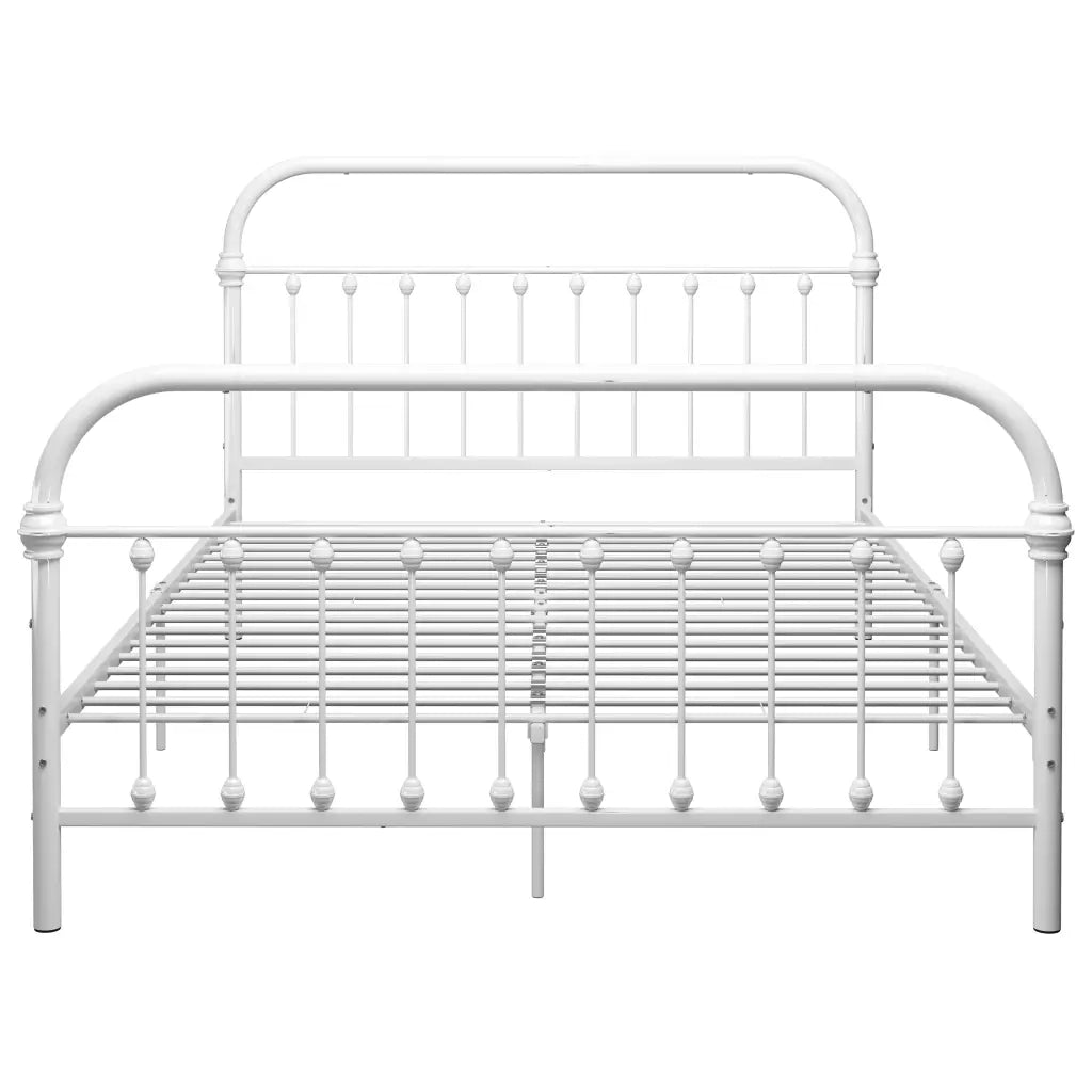 Letto matrimoniale | Letto per adulti | Giroletto Bianco in Metallo 140x200 cm