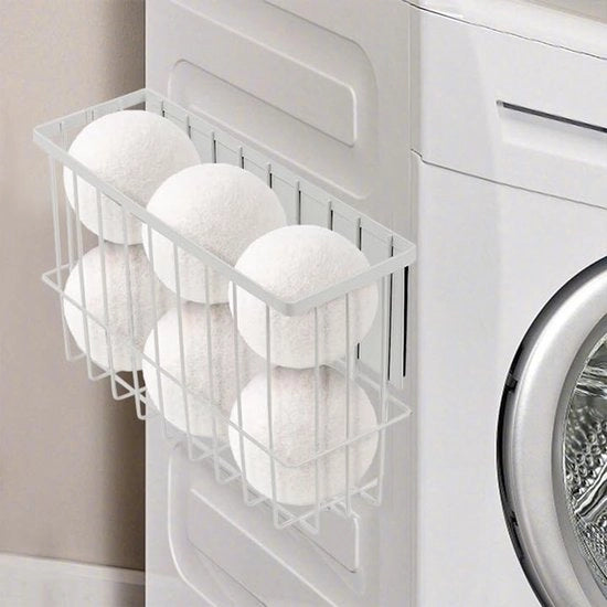 Manghetica per asciugatrice, contenitore per palline di asciugatrice, palline di asciugatrice, contenitore magnetico per asciugatrice, contenitore magnetico per asciugare o riporre piatti di asciugatrice, calzettoni (bianchi, piccoli)