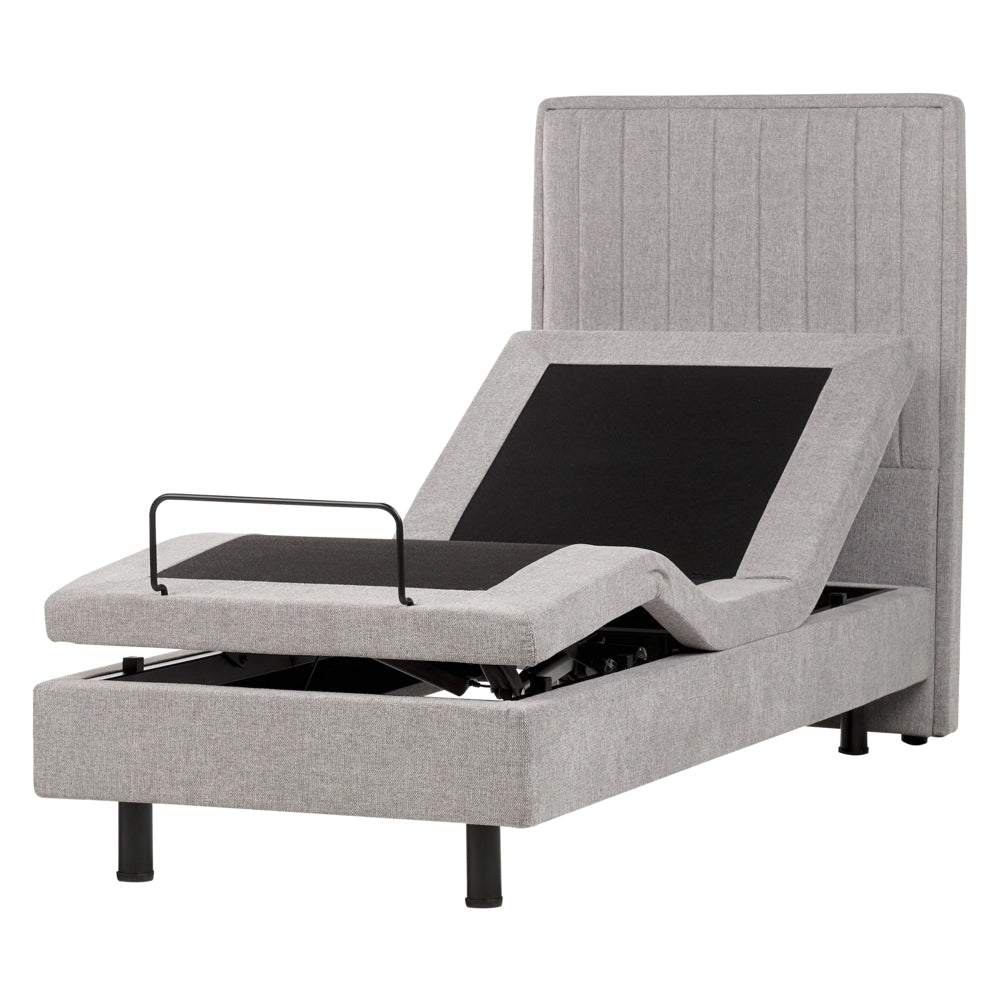 Letto Tessuto Grigio Chiaro Elettrico Regolabile con Telecomando 80 x 200 cm