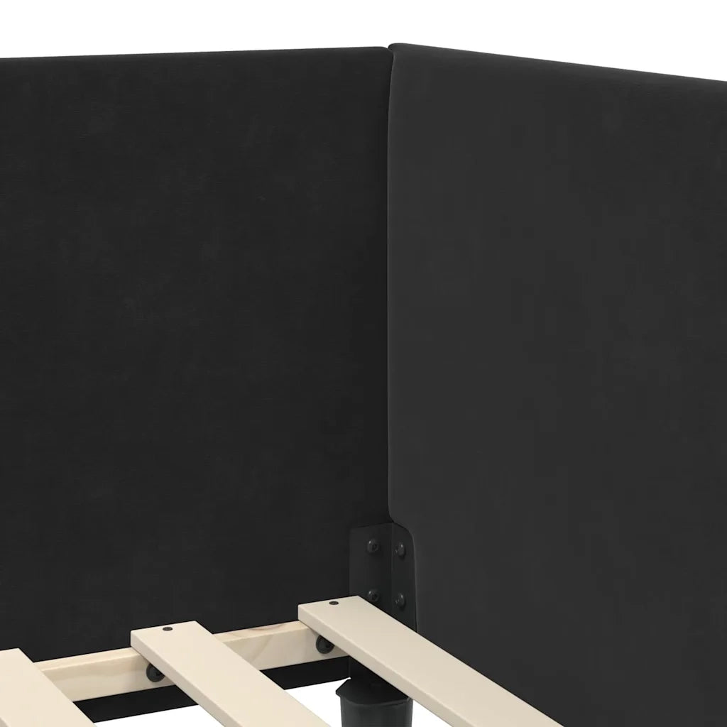 Letto singolo | Letto per adulti | Cornice del letto ad angolo Nero 100 cm x 200 cm Velluto
