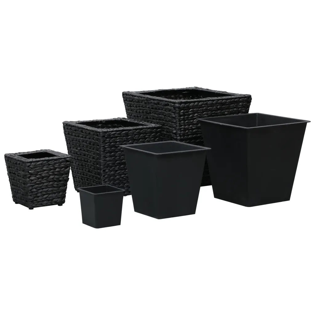 Letti Rialzati 3 pz in Giacinto Intrecciato Nero 45573