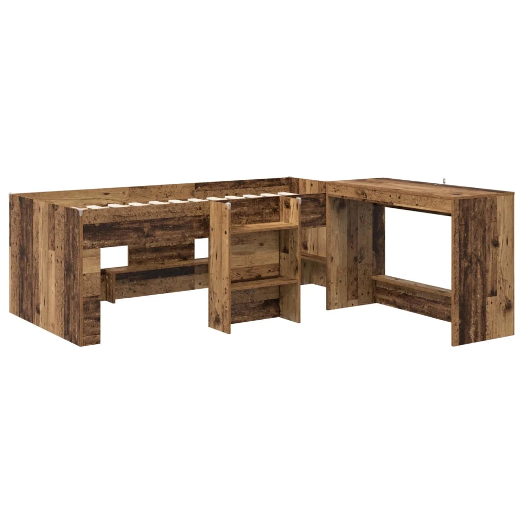 Letto alto per bambini con scrivania 2 pz Legno antico 3423444