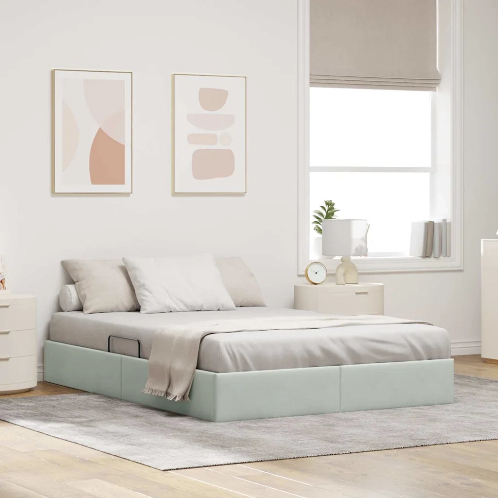 Letto con Contenitore Grigio Chiaro 153 x 203 cm Velluto 3370136