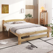 Letto matrimoniale in legno massello di pino naturale 140x200 cm con testiera e rete a doghe