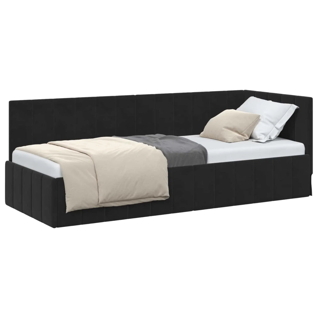 Cornice del letto ad angolo Nero 80 cm x 200 cm Velluto 42016292