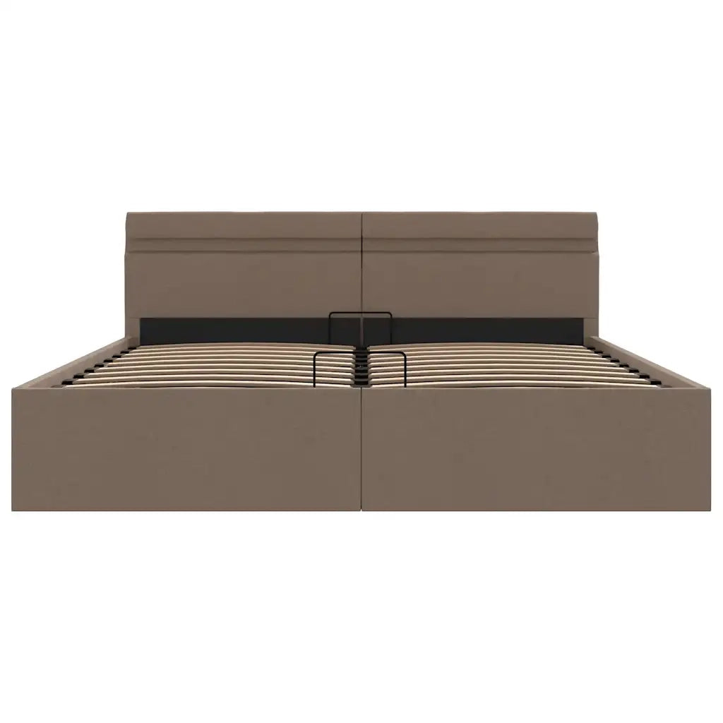 Giroletto Idraulico Contenitore LED-Struttura Letto Tortora Tessuto 160x200cm