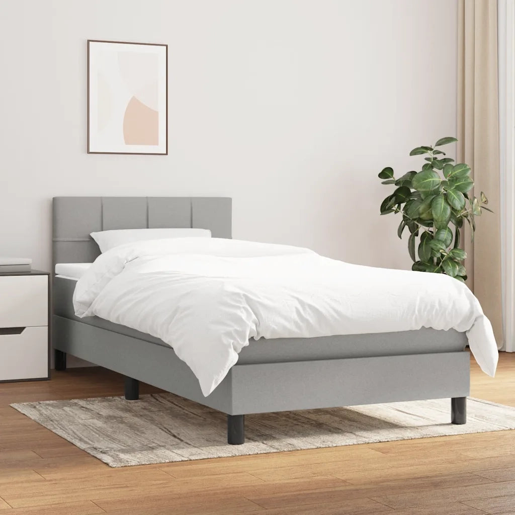 Giroletto a Molle con Materasso-Struttura Letto Grigio Chiaro 90x200 cm Tessuto 843093
