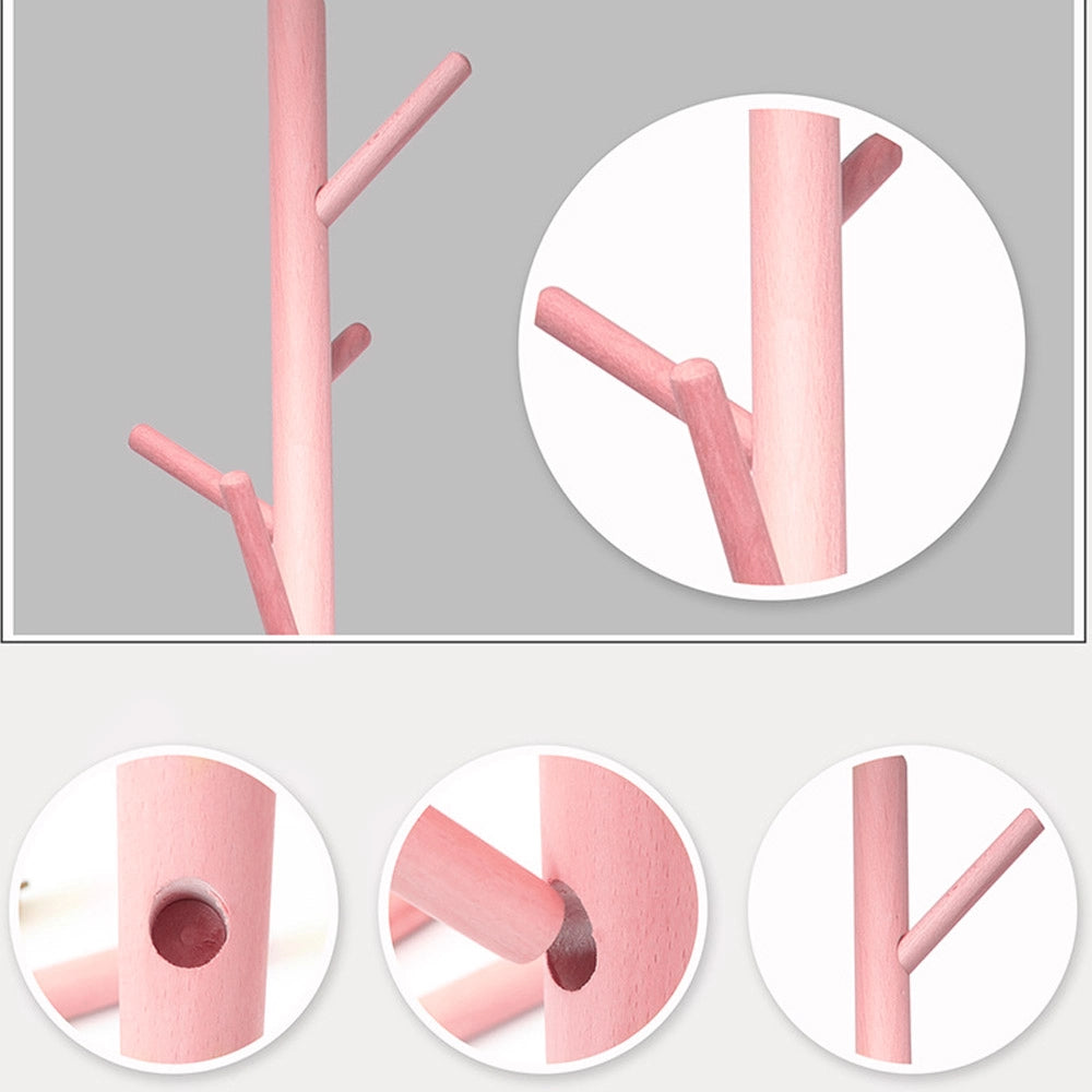 Piantana Appendiabiti in legno Naturale 8 Ganci 41x41 H176cm Verniciato Rosa