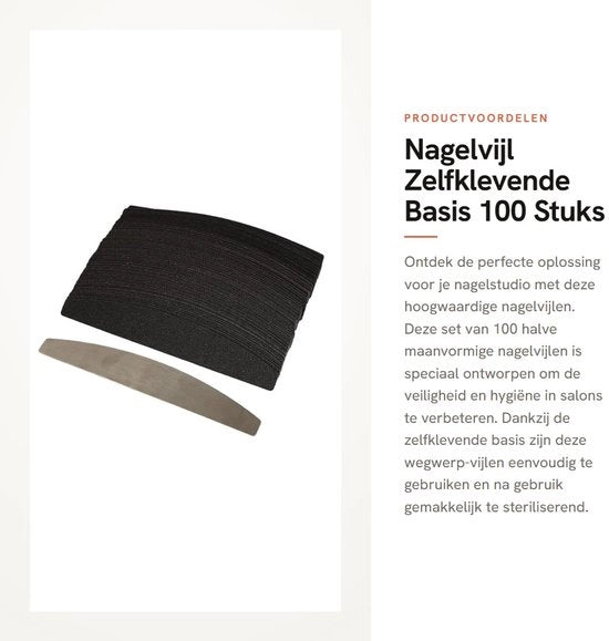 Vijl per unghie da 100 pezzi - Forma semilunare - Base in acciaio inossidabile - Duraturo - Per uso singolo - Sicuro per studi di manicure
