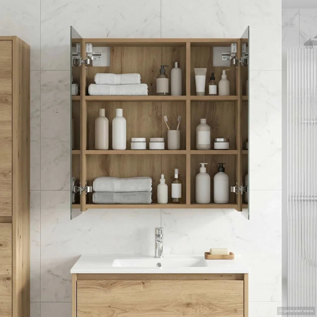 Mobiletto per specchio da bagno con porta Rovere Artigianale 889062