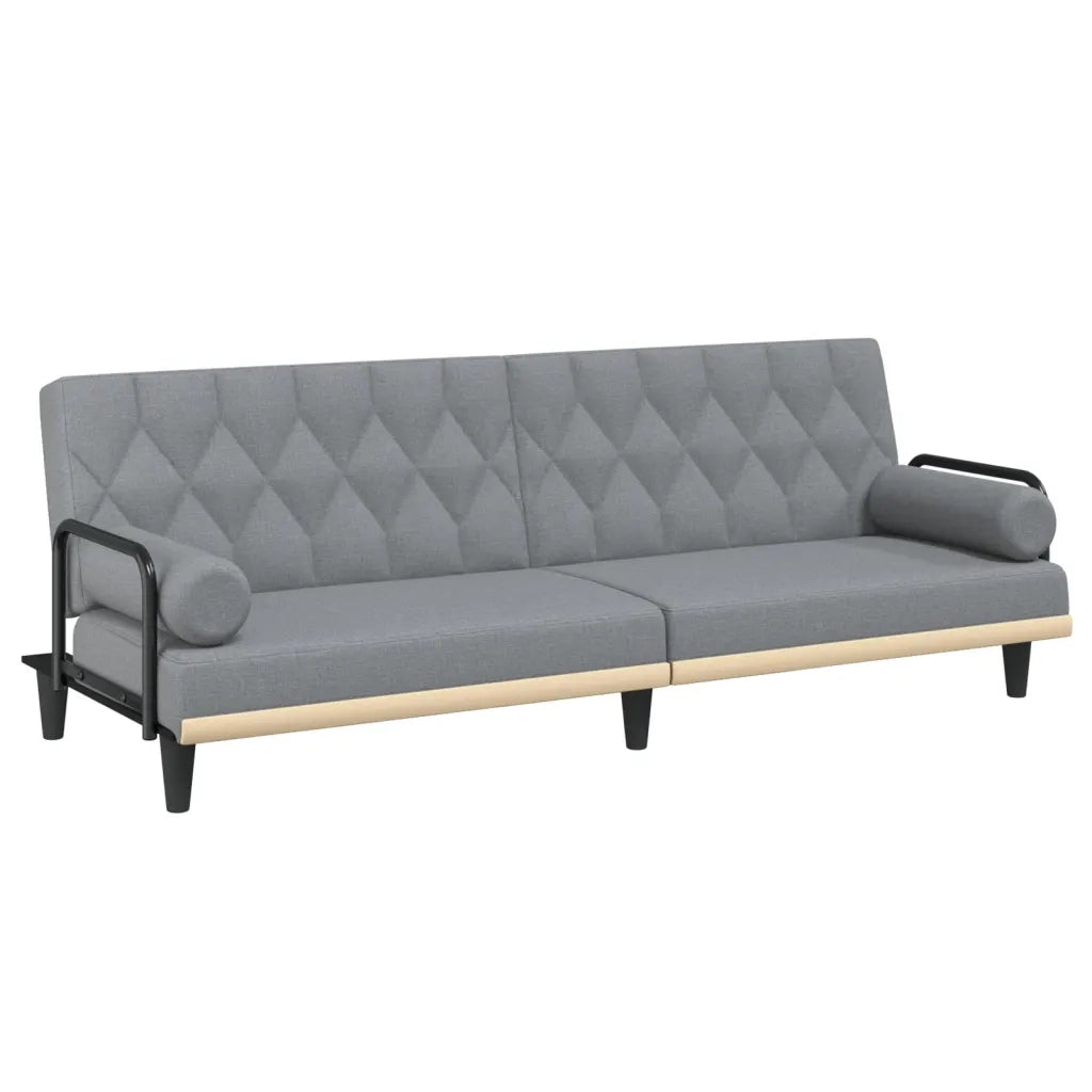 Divano Letto con Braccioli Grigio Chiaro in Tessuto 351937