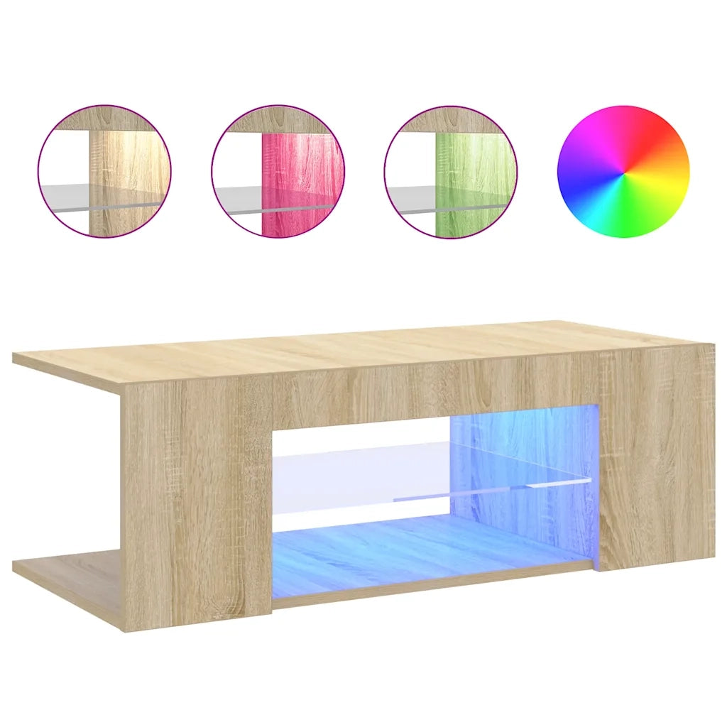 Mobile Porta TV con Luci LED Rovere Sonoma 90x39x30 cm 804241