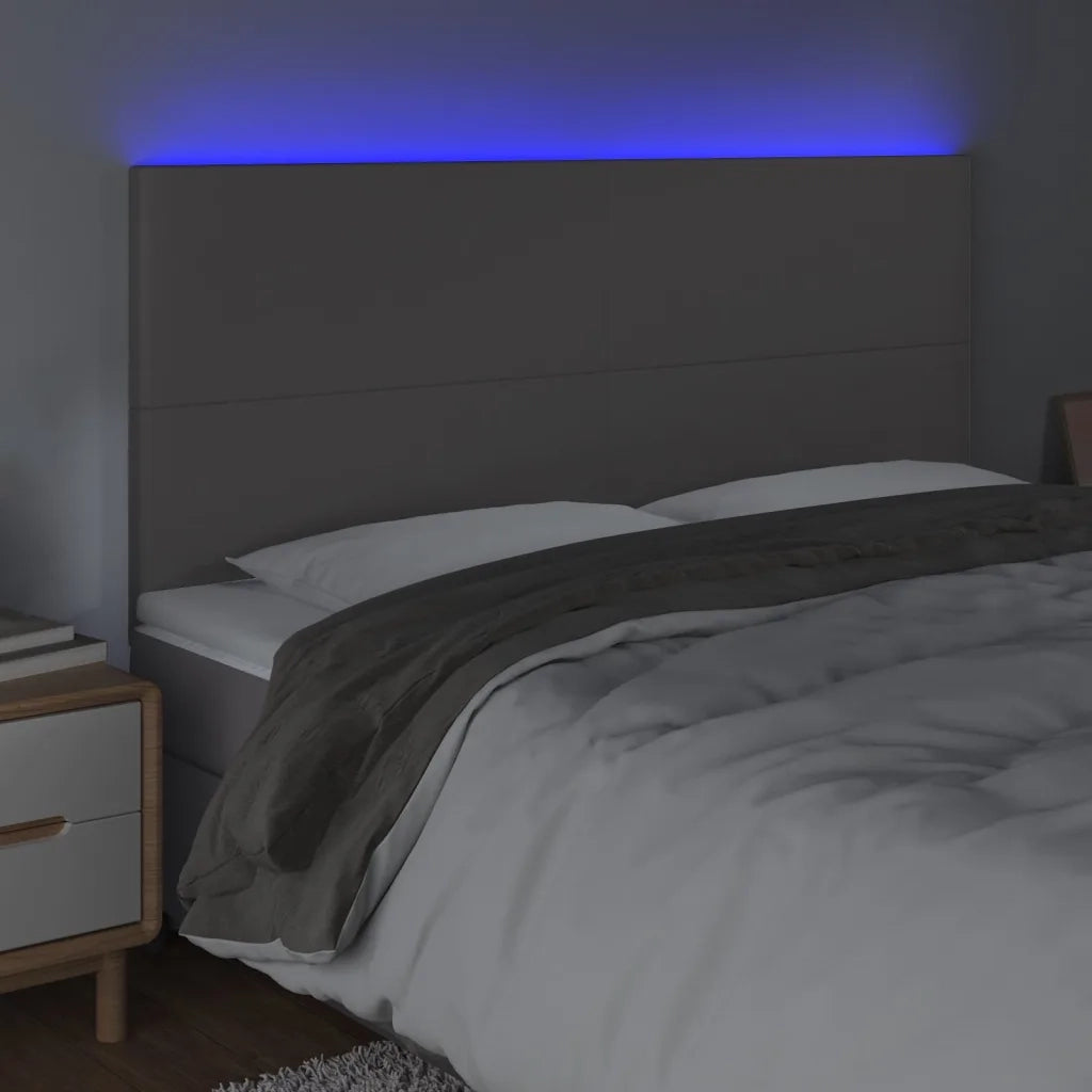 Testiera a LED-Testata con LED Grigio 200x5x118/128cm in Similpelle 902988