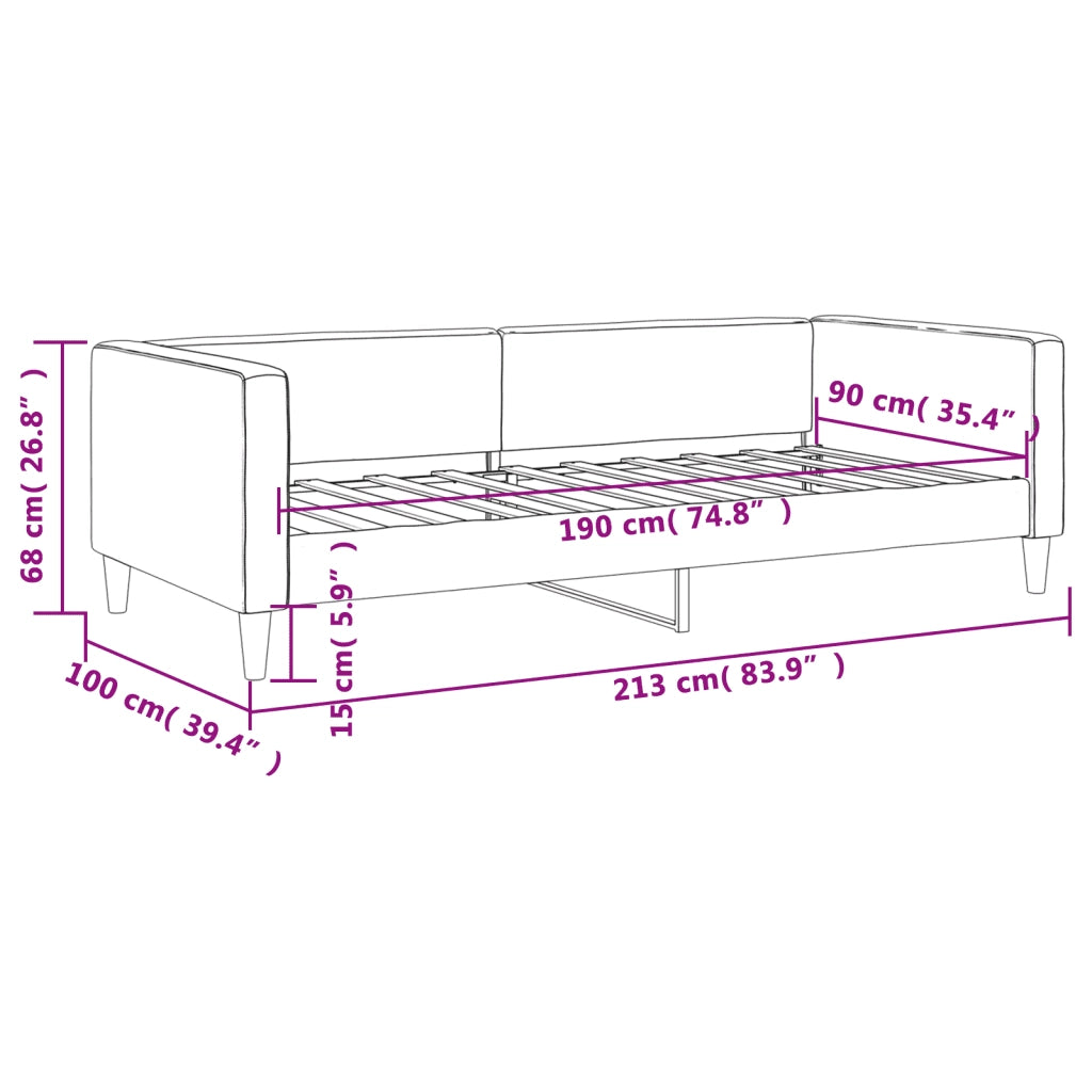 Letto singolo | Letto per adulti | Letto da Giorno Grigio Chiaro 90x190 cm in Tessuto