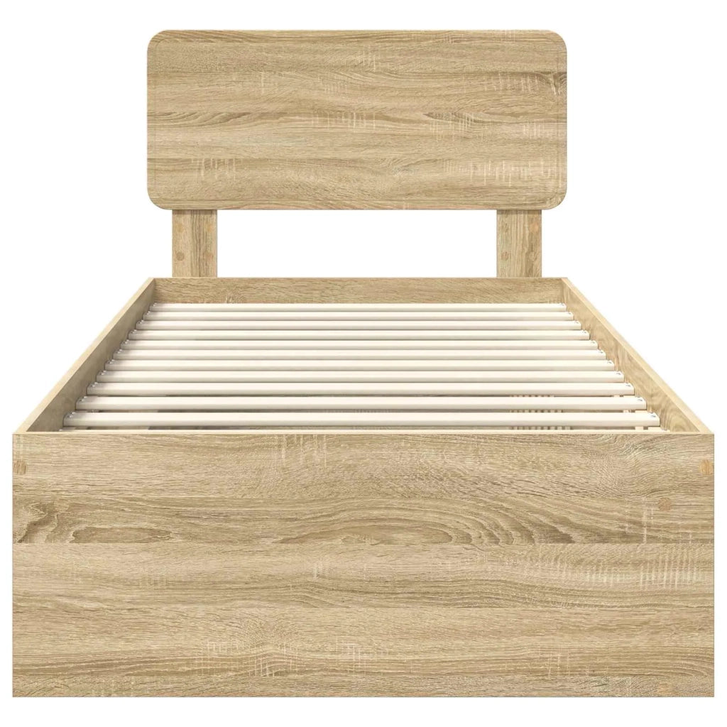 Letto singolo | Letto per adulti | Struttura del letto Rovere Sonoma 75 x 190 cm Pino massello