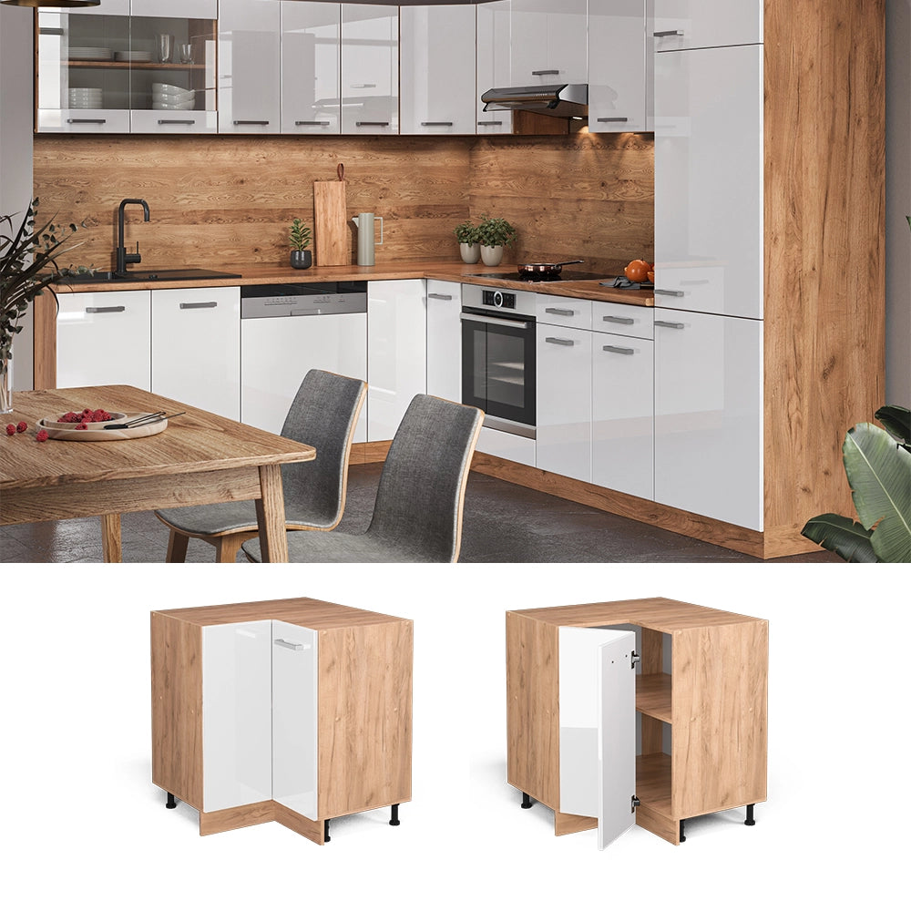 Vicco Mobile ad angolo cucina Bianco lucido 75.6 cm , PL Antracite