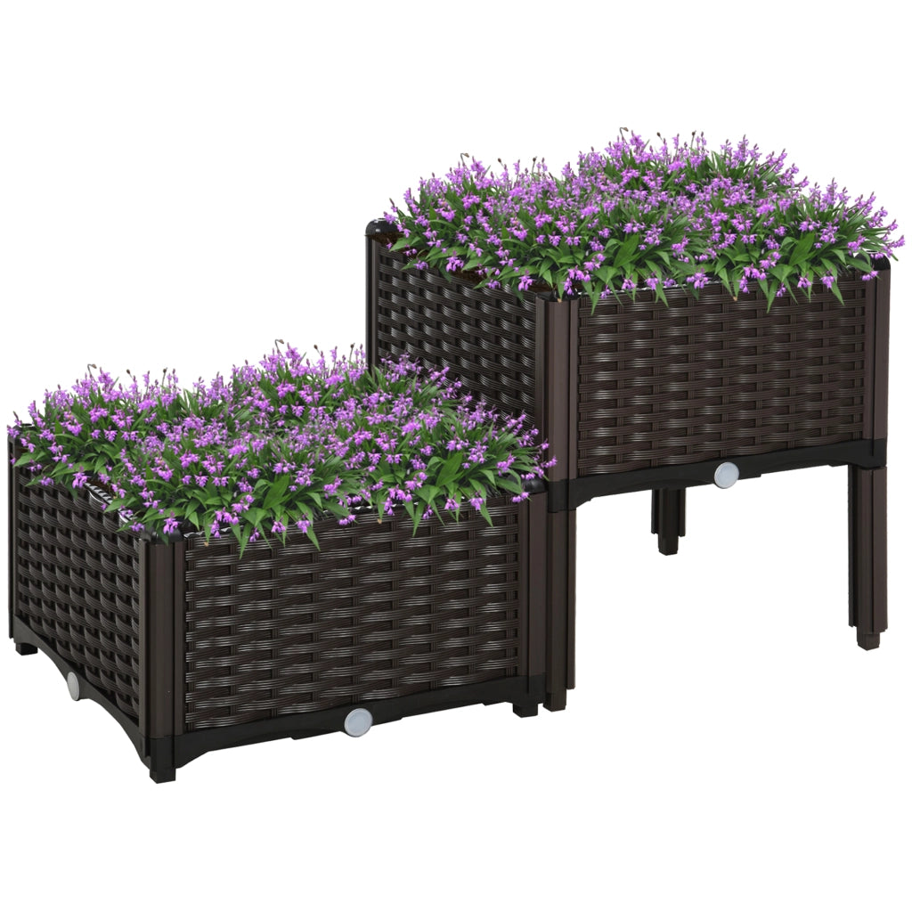 Vaso per piante ¨C Minimal ¨C Rattan effetto legno, marrone, 40x40x44 cm