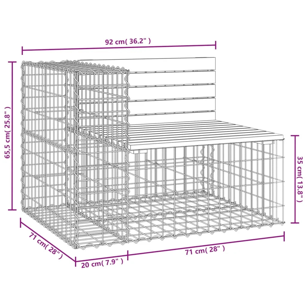 Panca da Giardino Design Gabbione 92x71x65,5 cm Pino Impregnato 834382
