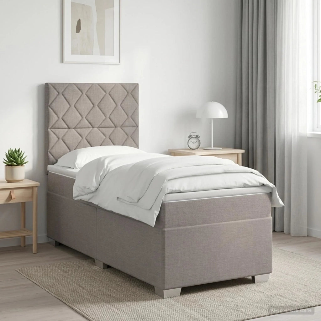Letto box spring con materasso Tortora 80 x 200 cm Tessuto 3453287