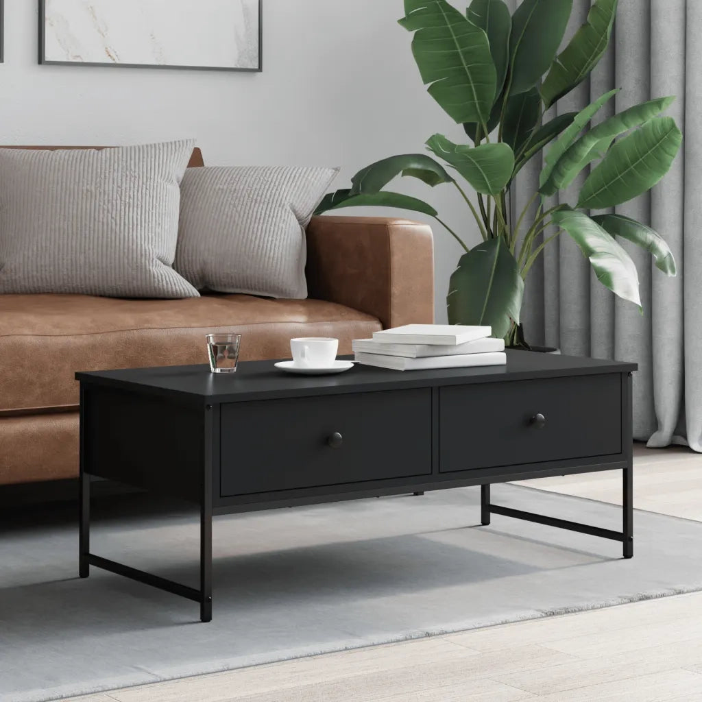 Tavolino da Salotto-Tavolino da soggiorno-Tavolo Nero 101x49x39,5 cm in Legno Multistrato