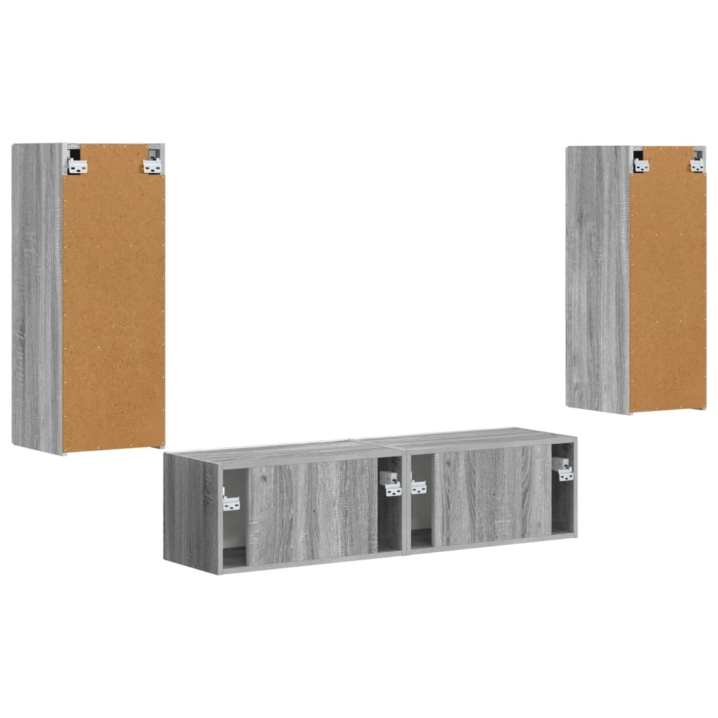 Set mobile TV 2 pz | Armadietto TV | Mobile Porta TV Grigio Sonoma Legno multistrato
