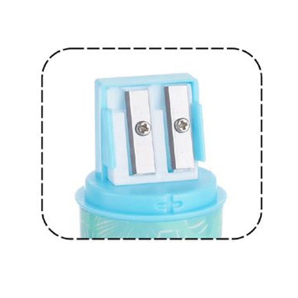 Trade Shop - Temperamatite Rotondo A 2 Fori Stitch Con Serbatoio Per Scuola Casa Bambini 961242 -