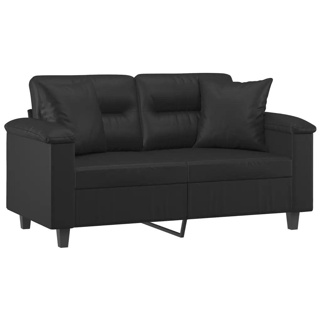 Divano a 2 Posti con Cuscini-Sofa 2 Posti con Cuscini Nero 120 cm in Similpelle 649286