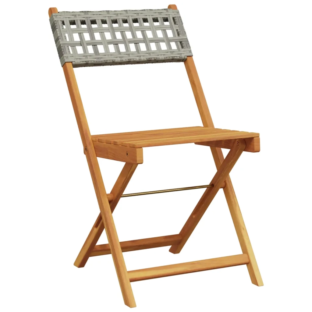 Sedie Giardino Pieghevoli 6 pz | Sedie da Esterno Grigie Polyrattan Legno Massello