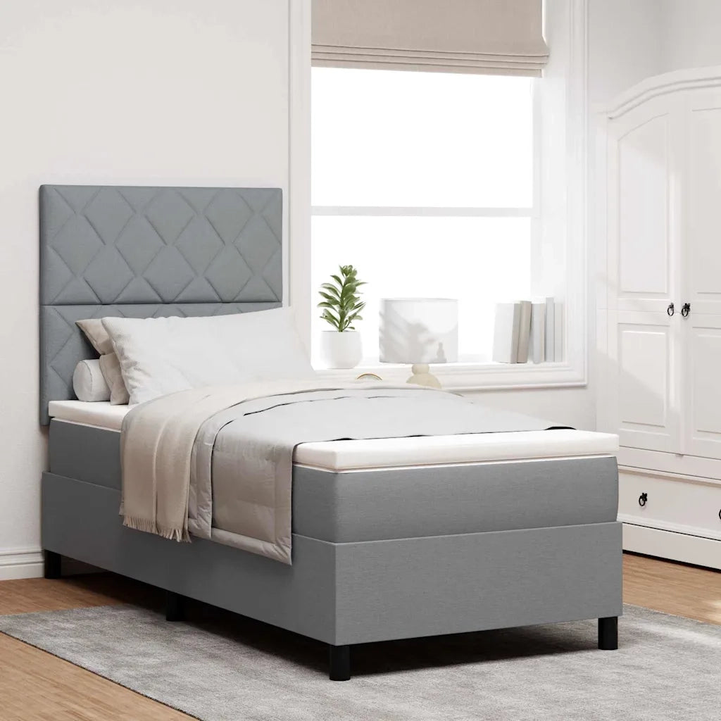 Letto a molle con materasso Grigio chiaro 100 x 200 cm Tessuto 3339441