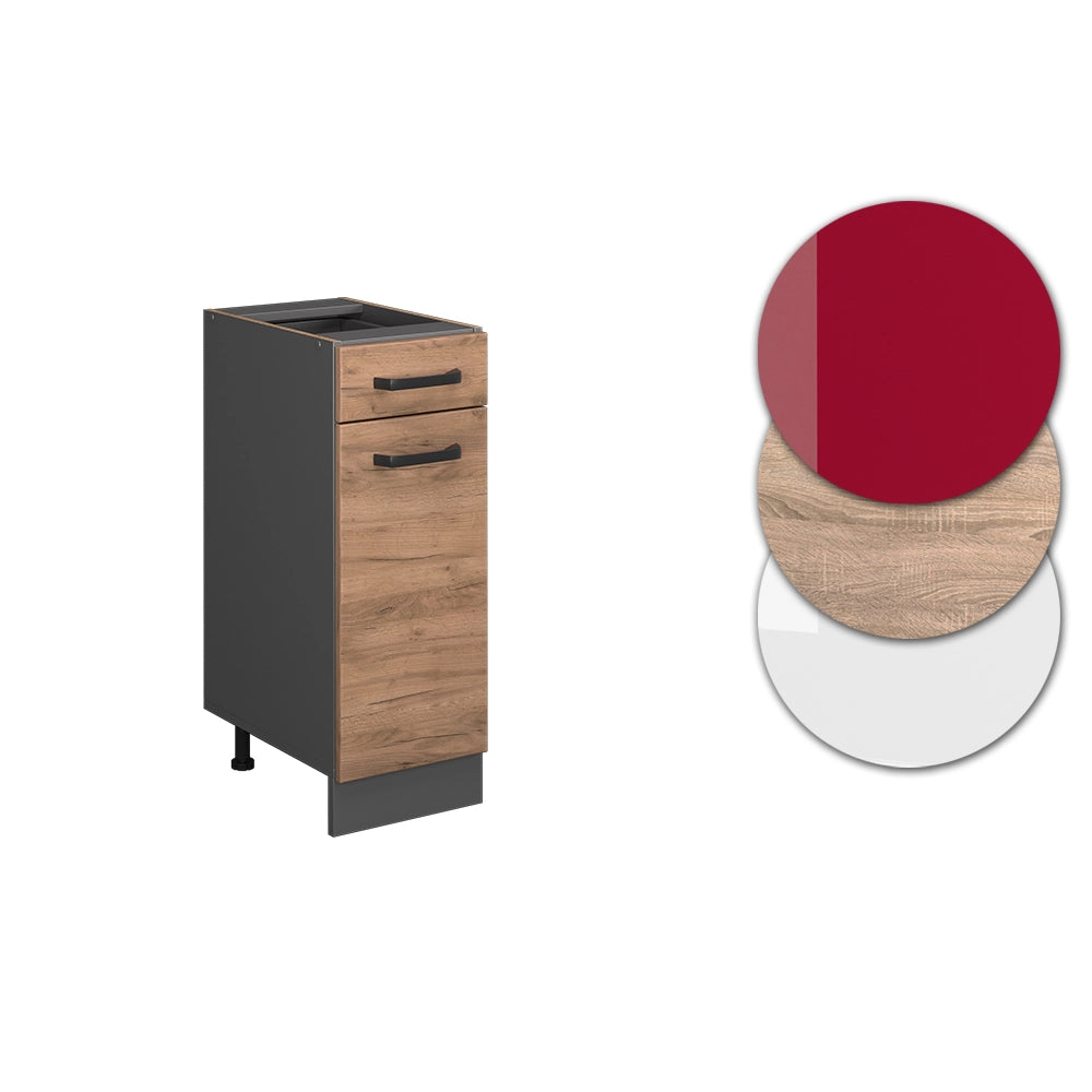 Mobiletto base per cucina R-Line Rovere dorato/Antracite 30 cm PL Marmo Vicco