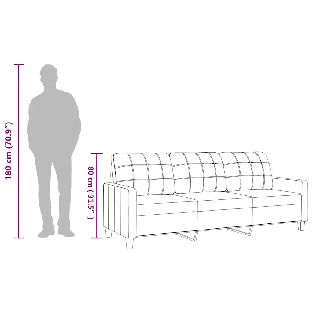 Divano a 3 Posti-Sofa 3 Posti Nero 180 cm in Similpelle 190061
