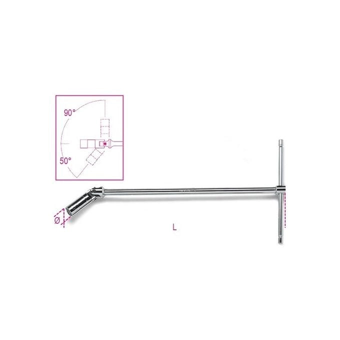 BETA 009590011 959 Chiave a T con Bussola Snodata per Candele d'Accensione 20,8 mm Lunghezza 527 mm colore Cromato
