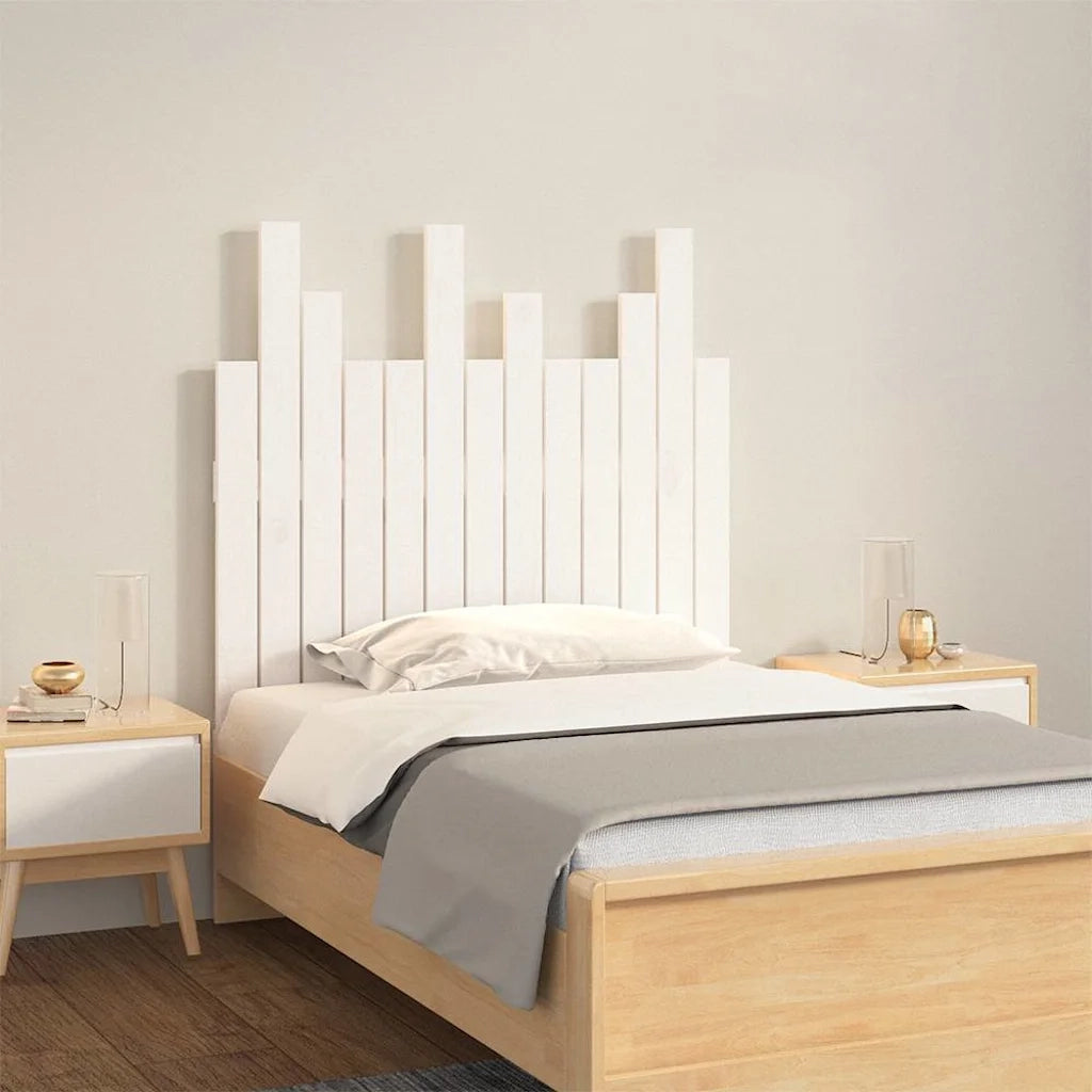 Testiera | Testata da Parete Bianca 82,5x3x80cm in Legno Massello di Pino