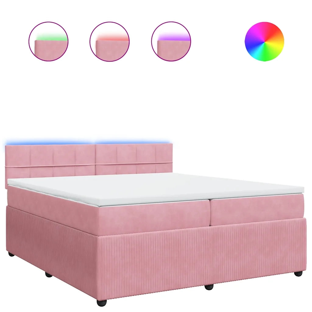 Giroletto a Molle con Materasso Rosa 200x200 cm in Velluto