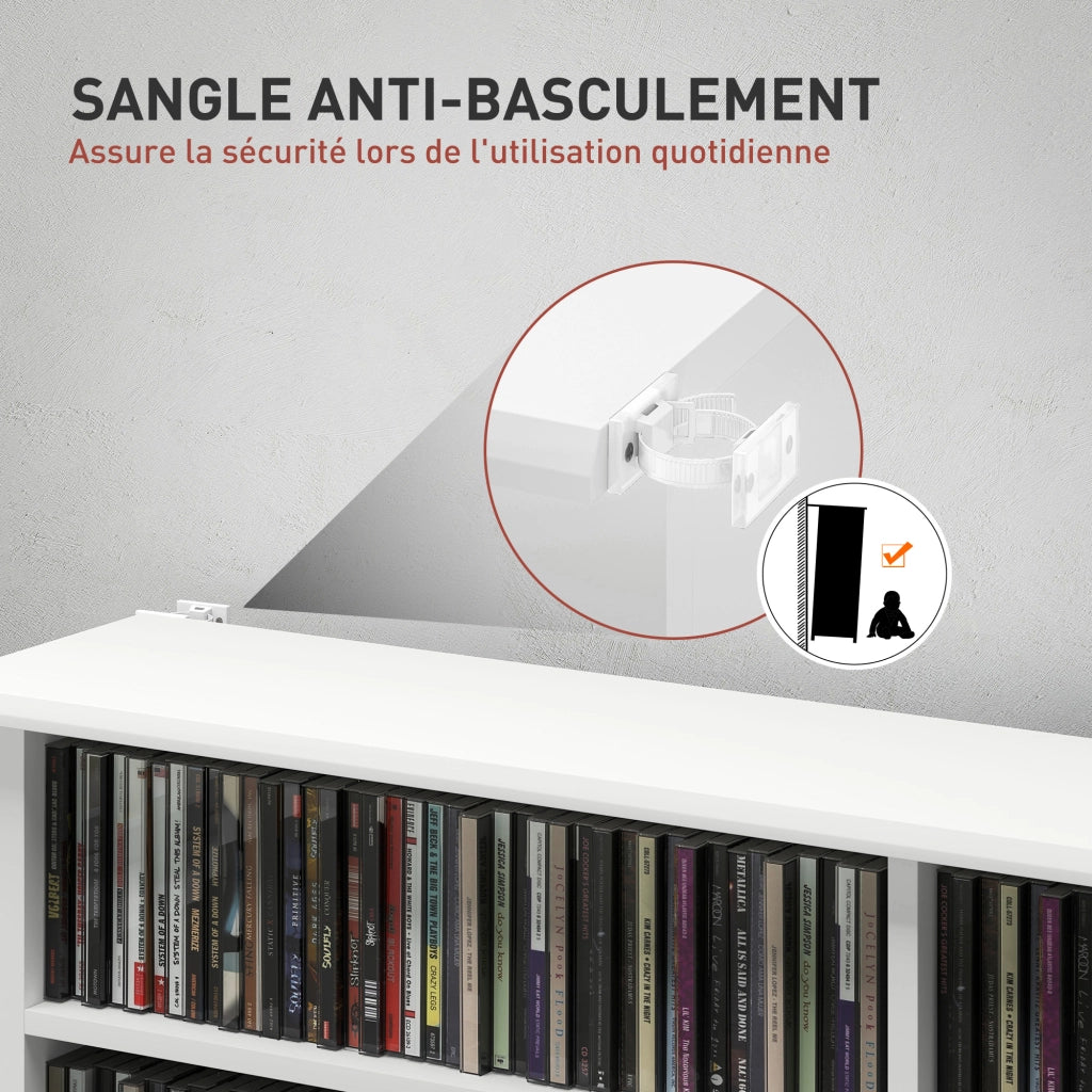 Libreria per CD e DVD con scomparti e ripiani regolabili ¨C Minimal ¨C bianco 16x12