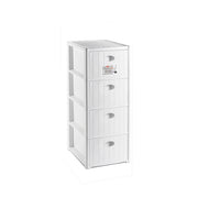 Cassettiera Elegance Slim bianca con 4 cassetti salvaspazio