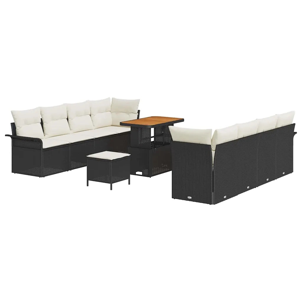 Set Divano da Giardino con cuscino Nero e Crema 90 x 55 x 71 cm 3364060