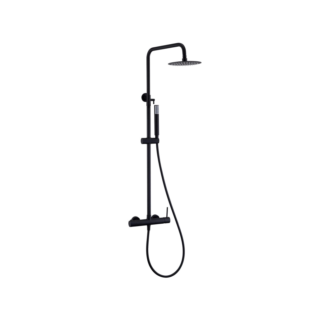IMEX Colonna doccia monocomando cromo in acciaio-ottone soffione anticalcare Ø20 cartuccia ceramica Ø35 asta estensibile tubo e maniglia Imex-BDM039-NG
