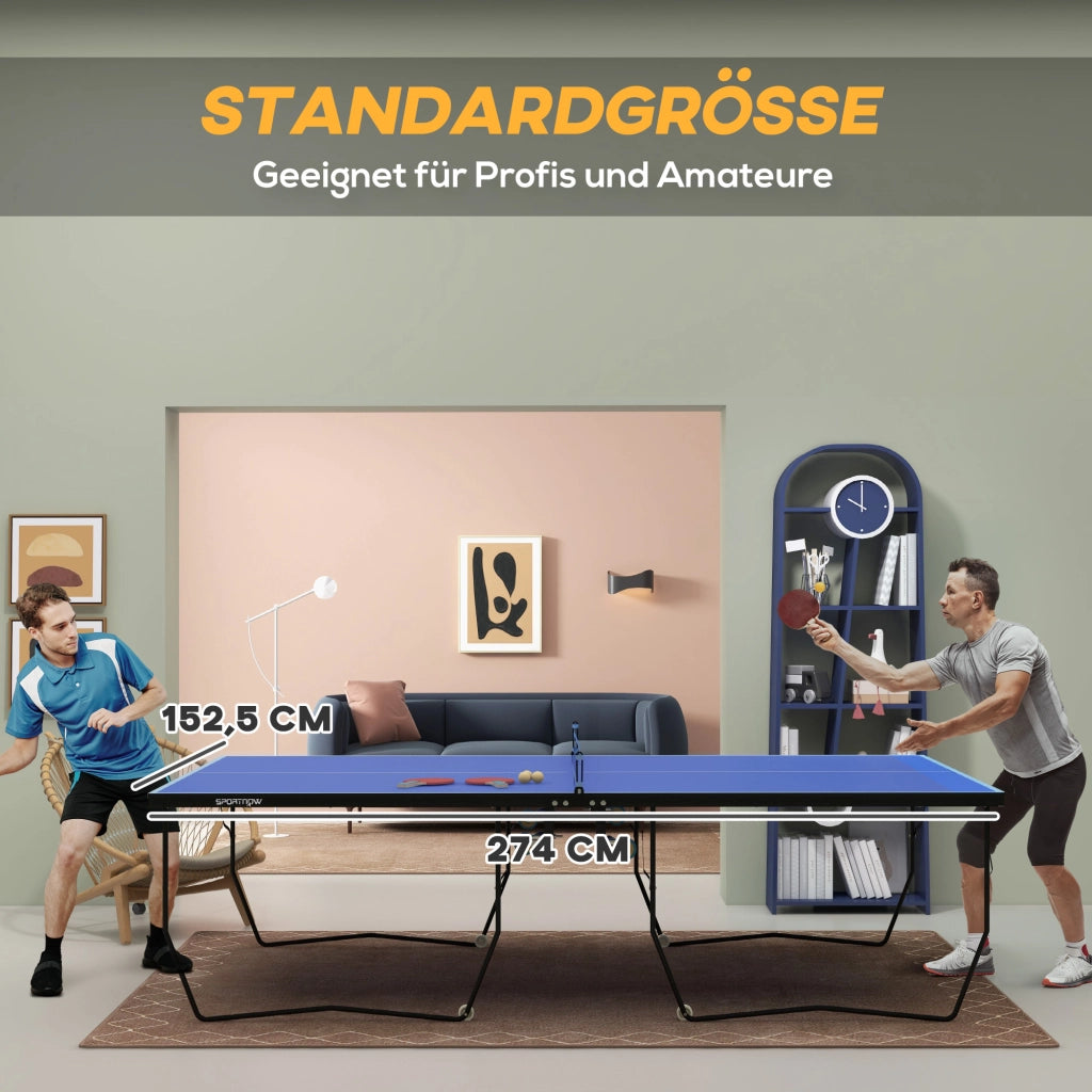 Tavolo da Ping Pong Pieghevole ¨C Xylo ¨C 8 Ruote, Telaio Acciaio, MDF, 274x152,5x76cm, Blu