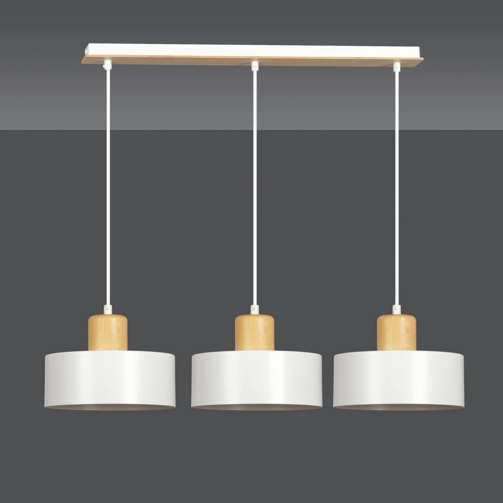Lampadario Emibig TORIN 3, 3xE27 bianco legno chiaro