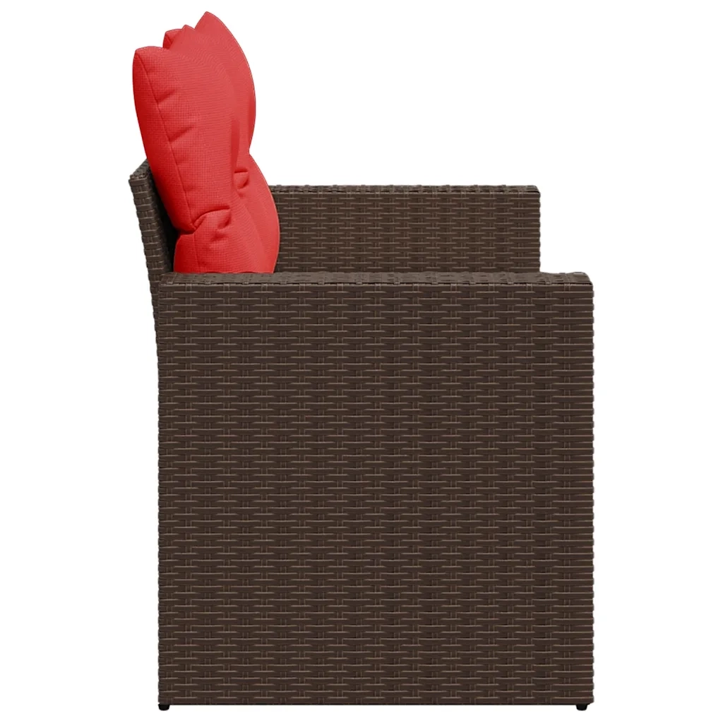 Divano da giardino con cuscini a 2 posti marrone in polyrattan 366234