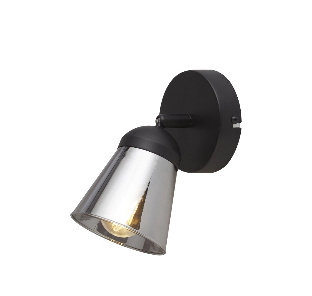 Applique Contemporanea Mega Acciaio Nero Fumè 1 Luce E14