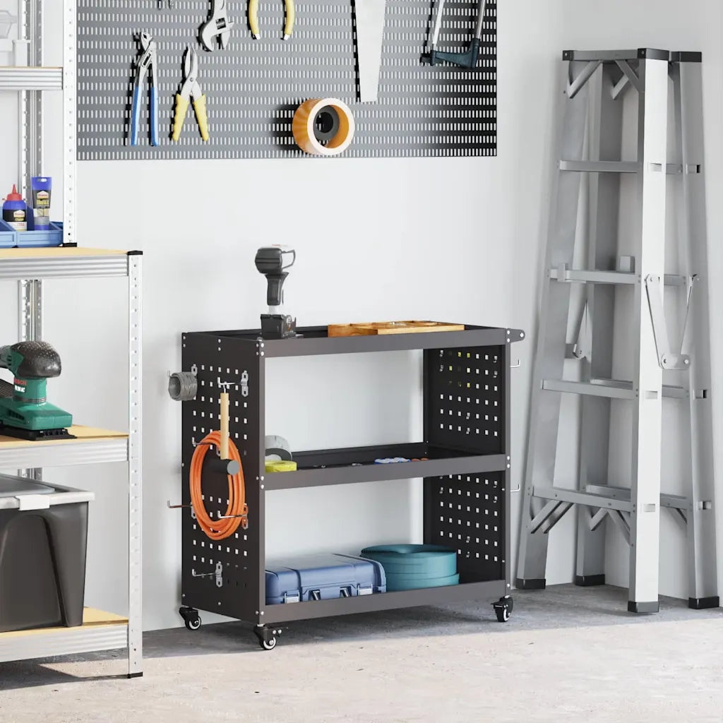 Carrello per Attrezzi con lo scaffale Nero 75 x 35 x 73 cm 874539