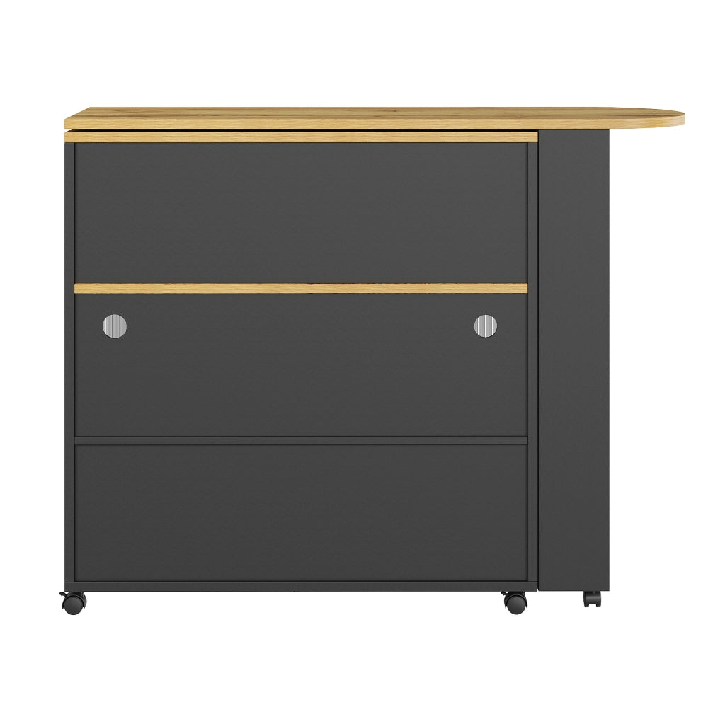 Tavolo bar 138-204x39x105 cm allungabile con contenitore e LED in MDF nero