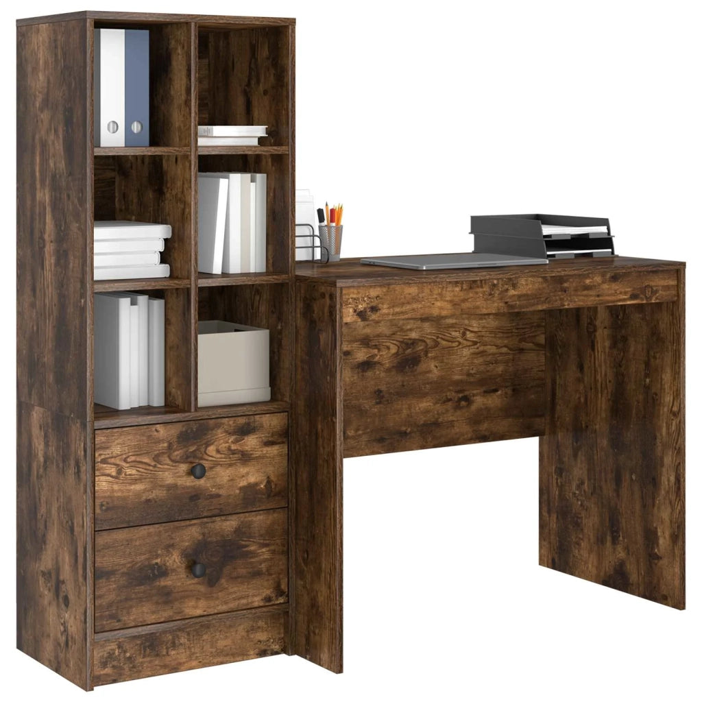 Scrivania con cassetto con lo scaffale 2 pcs Rovere fumé 3337365
