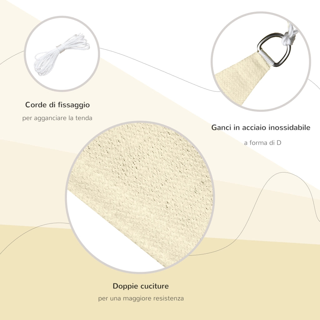 Tenda parasole triangolare ¨C Xylo ¨C 4x4x4 m tessuto anti-UV impermeabile beige per esterno giardino