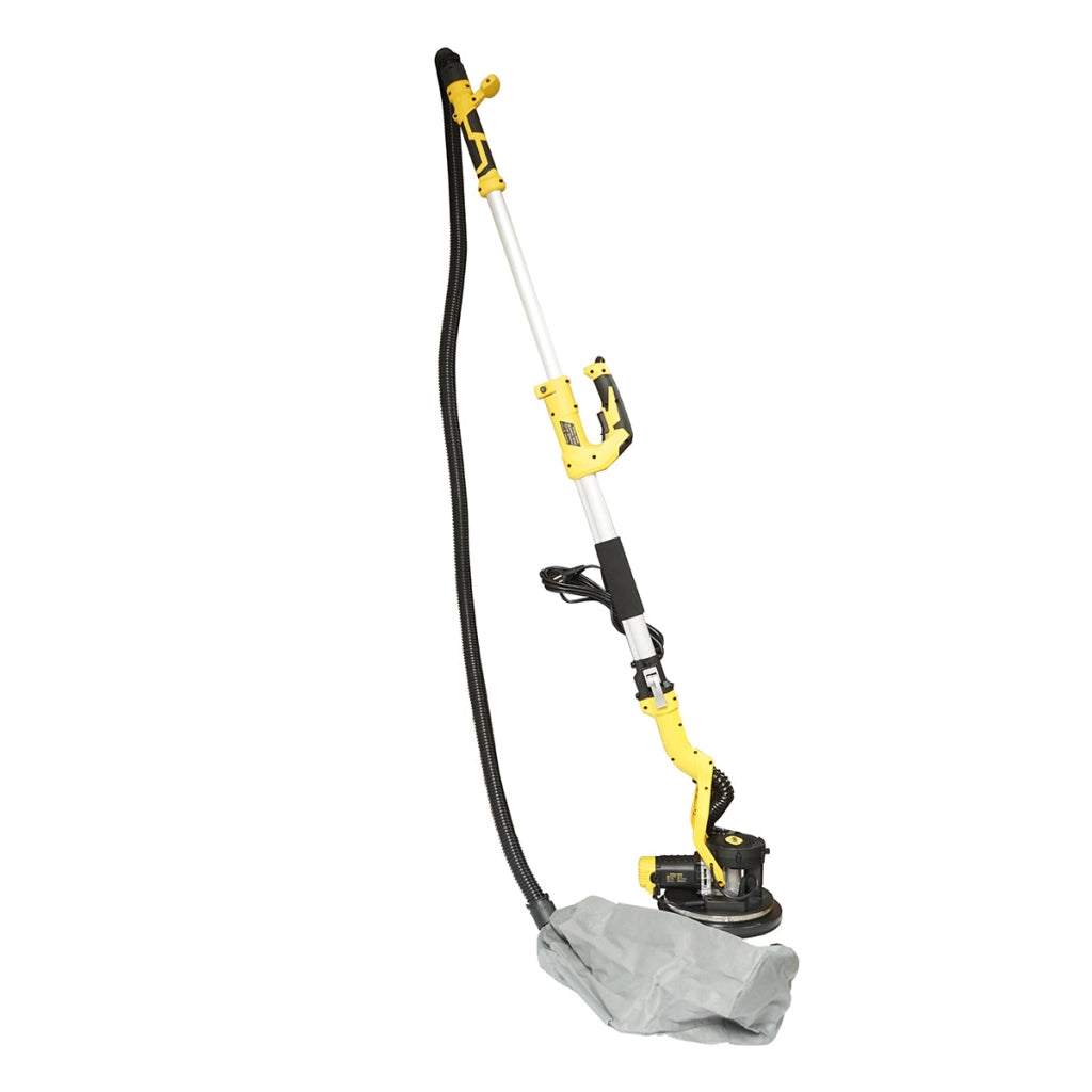 Levigatrice a giraffa per pareti e soffitti con aspiratore e sacco, 880 W, 220 V, 5 velocità 1000-2100 giri/min, braccio telescopico 125-180 cm, testa illuminata con 72 LED, 6 dischi da 225 mm Crownman