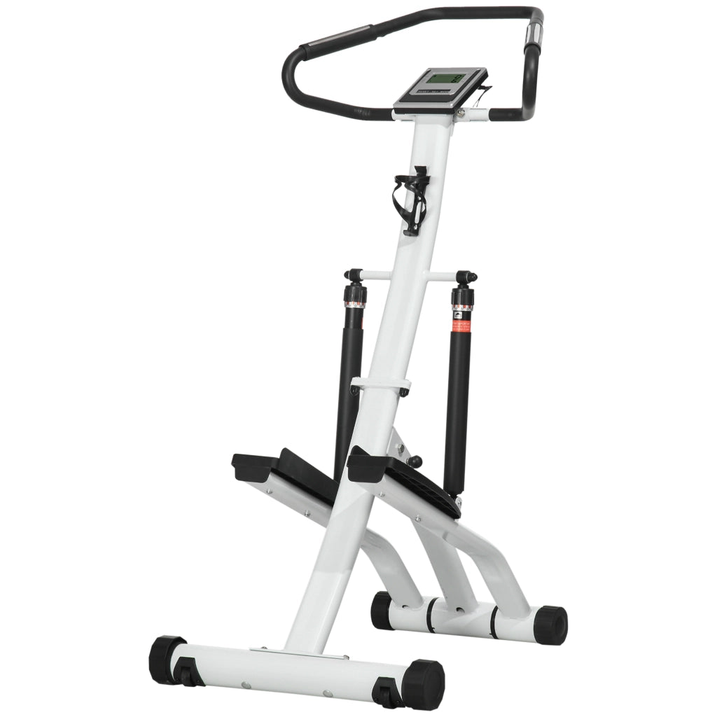 Stepper con maniglie, cyclette fitness con schermo LCD, cyclette con 12 livelli di resistenza, nero e argento, 80 x 61 x 134 cm